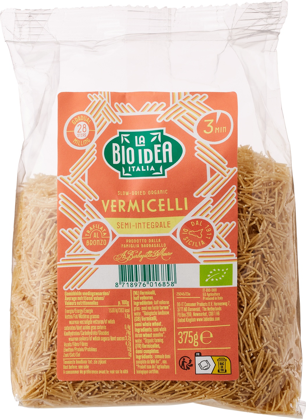 Paste Vermicelli Semi-Integrale ECO, 375g